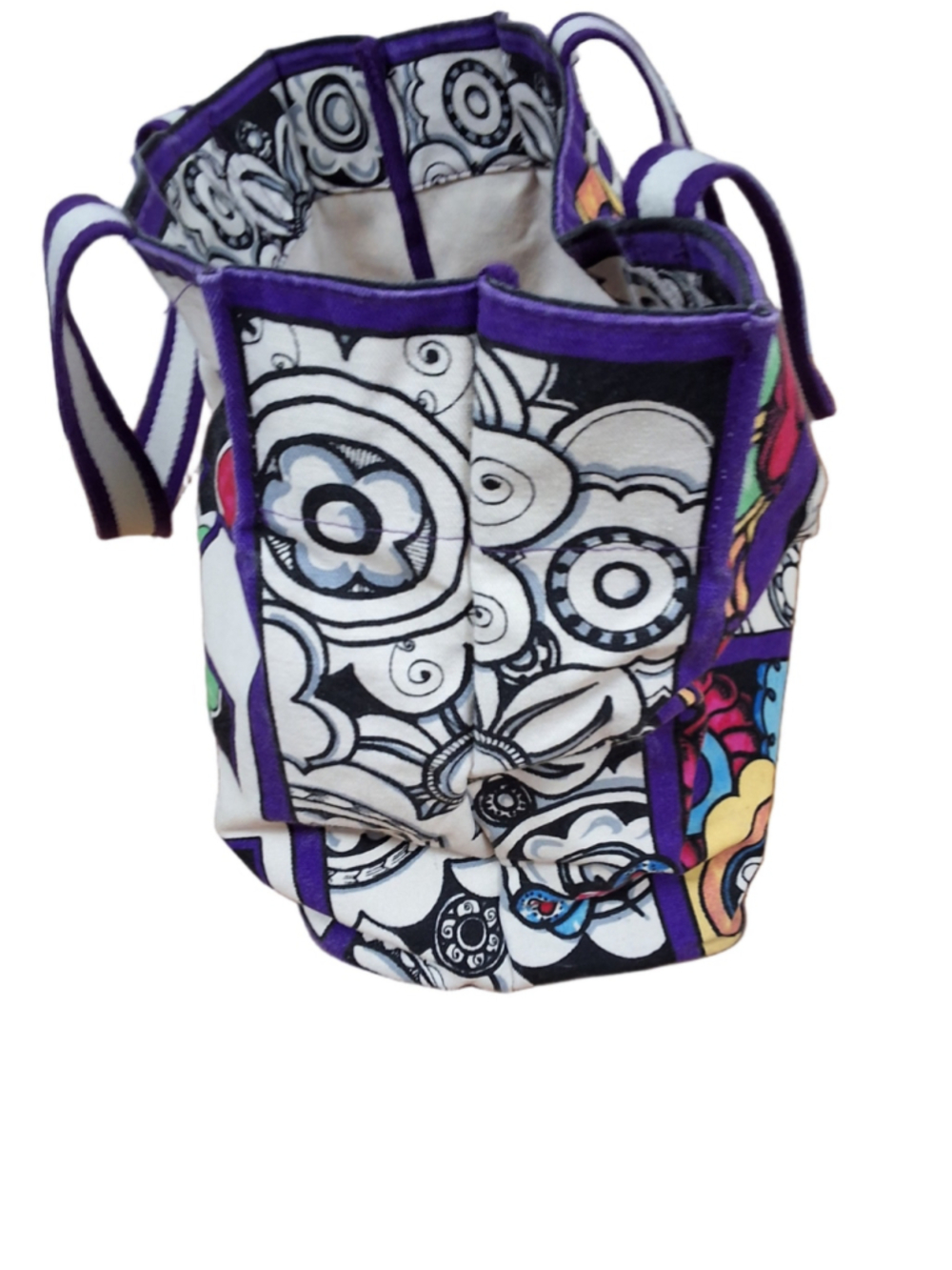 Brighton LOVE Canvas Large Tote Bag White Purple - Picture 3 of 7